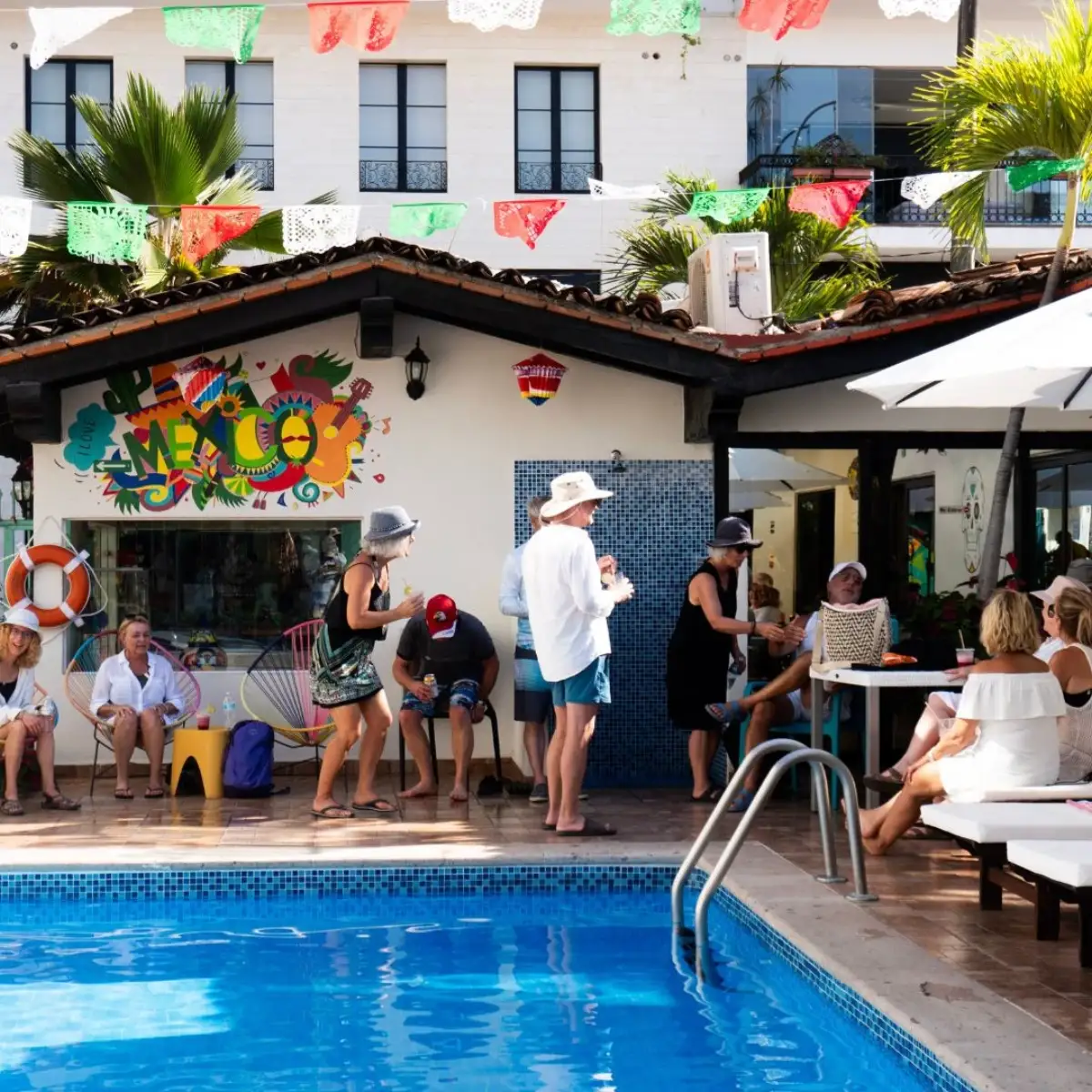 Guests enjoying the Casa Maria pool